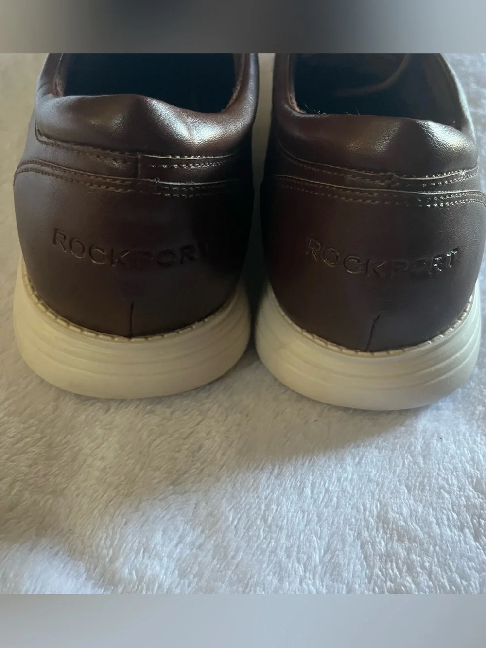 Rockport Casual Oxford Delano Brown Faux Leather Dress Shoes Size 8M